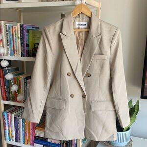 Steve Madden Women's Beige Checkered Blazer